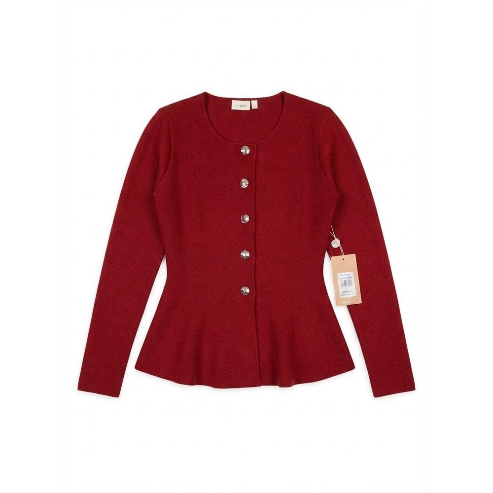 New Red Cardigan Small Classy Chic Fal Winter Warm Business Work Office Capsule